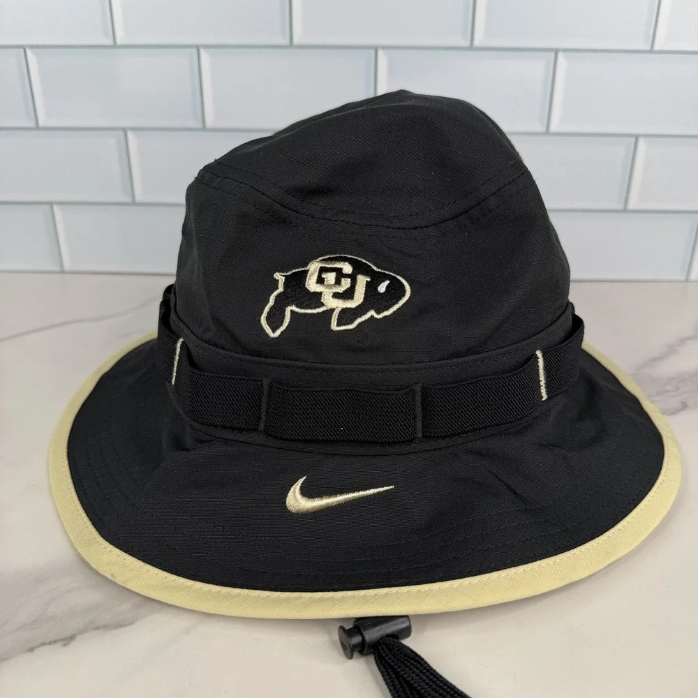 Colorado Buffaloes Hat Bucket Mens Medium Black Gold NCAA Football Dri-FIT Nike